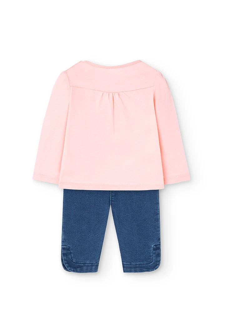 Set aus T-Shirt und Strickhose für Baby-Mädchen in Rosa.