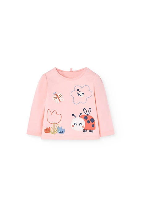 Ensemble de t-shirt et pantalon en maille pour bébé fille de couleur rose