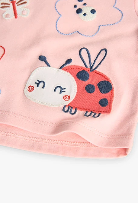 Conjunto de camiseta y pantalón de punto para bebé niña en color rosa