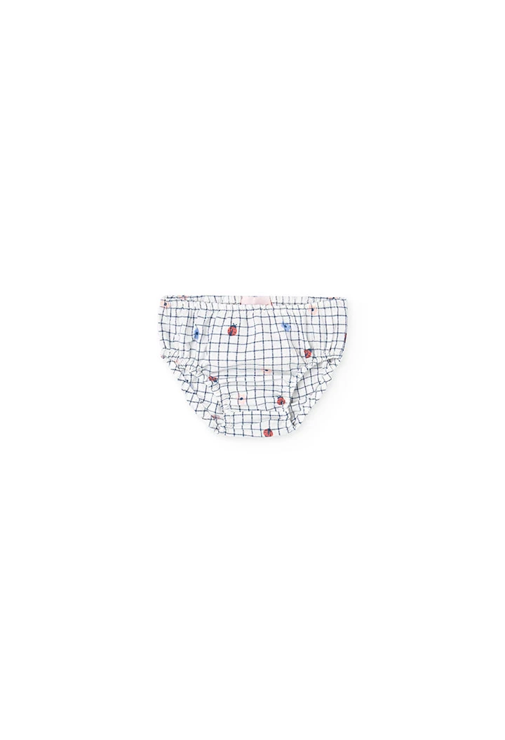 Baby girl's poplin dress with a white and blue print
