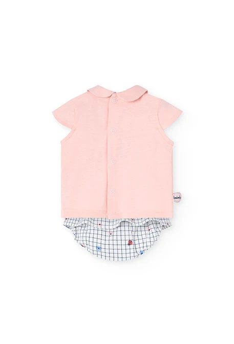 Ensemble assorti en tricot pour bébé fille rose avec motif de coccinelle