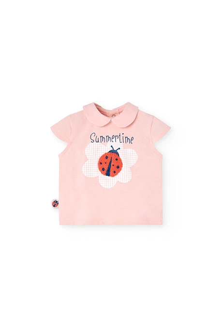 Ensemble assorti en tricot pour bébé fille rose avec motif de coccinelle