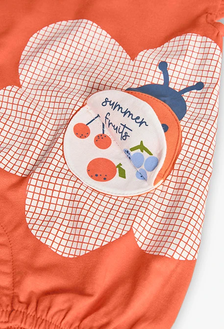 Pagliaccetto in maglia per neonata in colore rosso con design di coccinella.