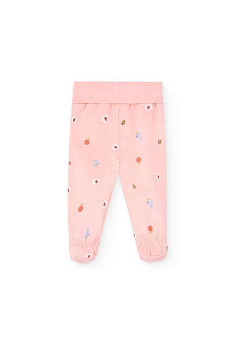 Conjunto de punto para bebé niña en color blanco y rosa