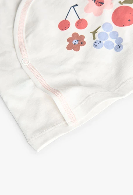 Conjunto de punto para bebé niña en color blanco y rosa