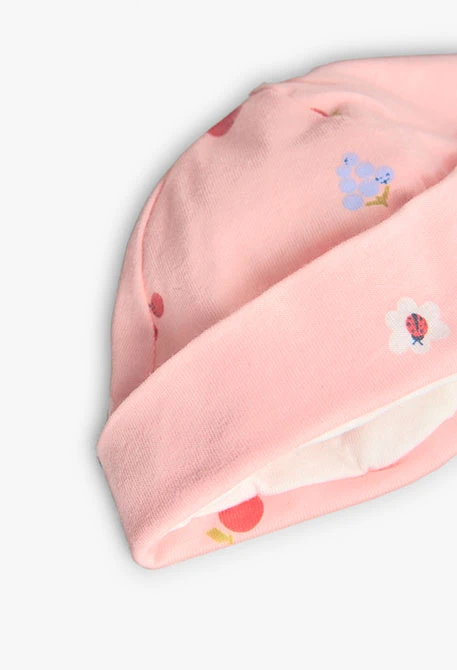 Conjunto de malha para bebé menina em branco e rosa