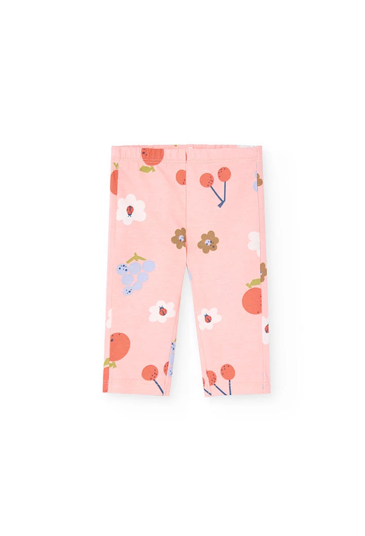 Completo di maglietta e pantaloni in maglia per neonata con stampa floreale.