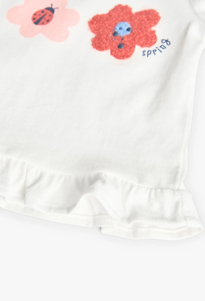 Completo di maglietta e pantaloni in maglia per neonata con stampa floreale.