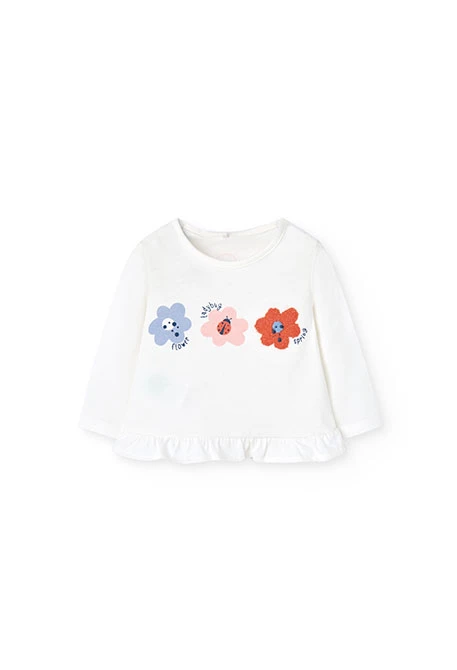 Conjunto de t-shirt e calças de malha para bebé menina com estampado de flores