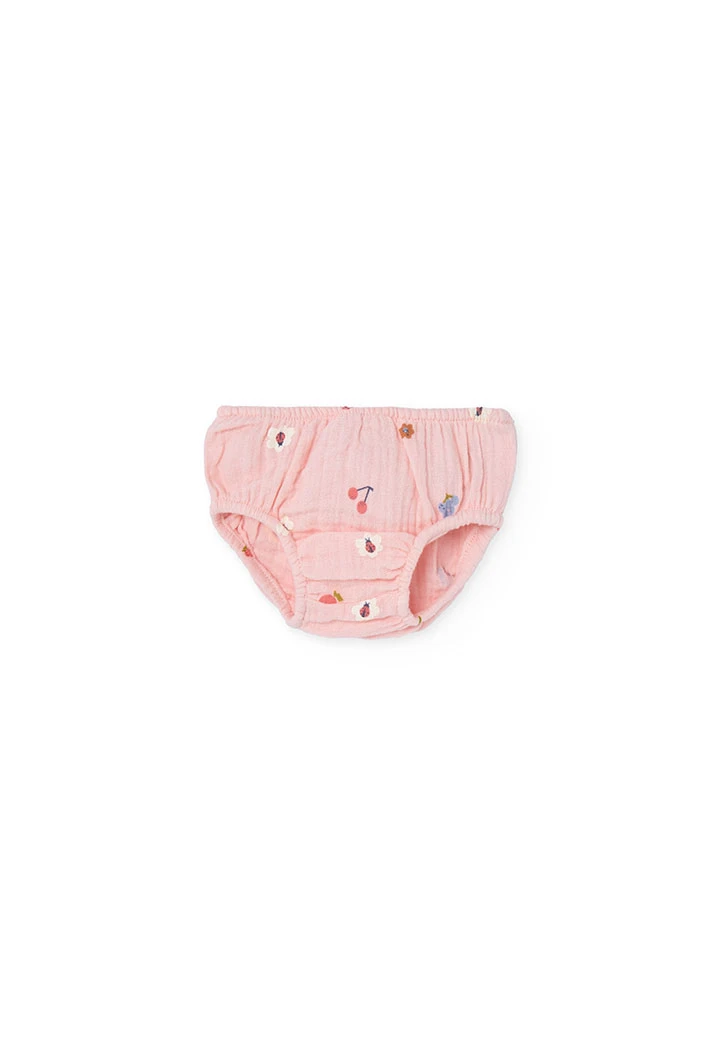 Abito in maglia per bambina in colore rosa con stampa floreale