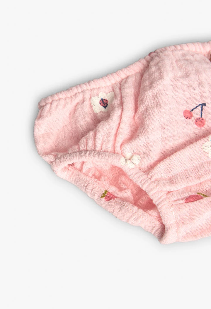 Abito in maglia per bambina in colore rosa con stampa floreale