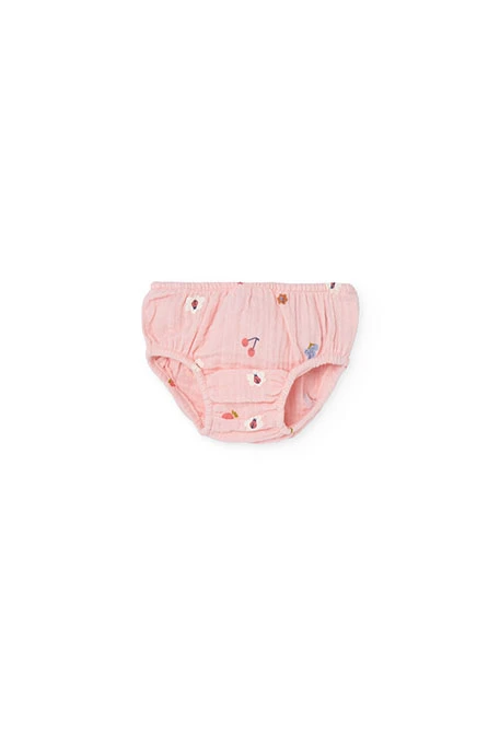 Vestido de malha para bebé menina em cor-de-rosa com estampado de flores