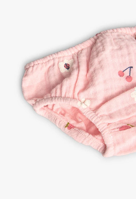 Vestido de malha para bebé menina em cor-de-rosa com estampado de flores