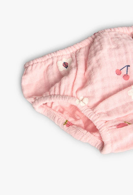 Knitted dress for baby girl in pink with floral print