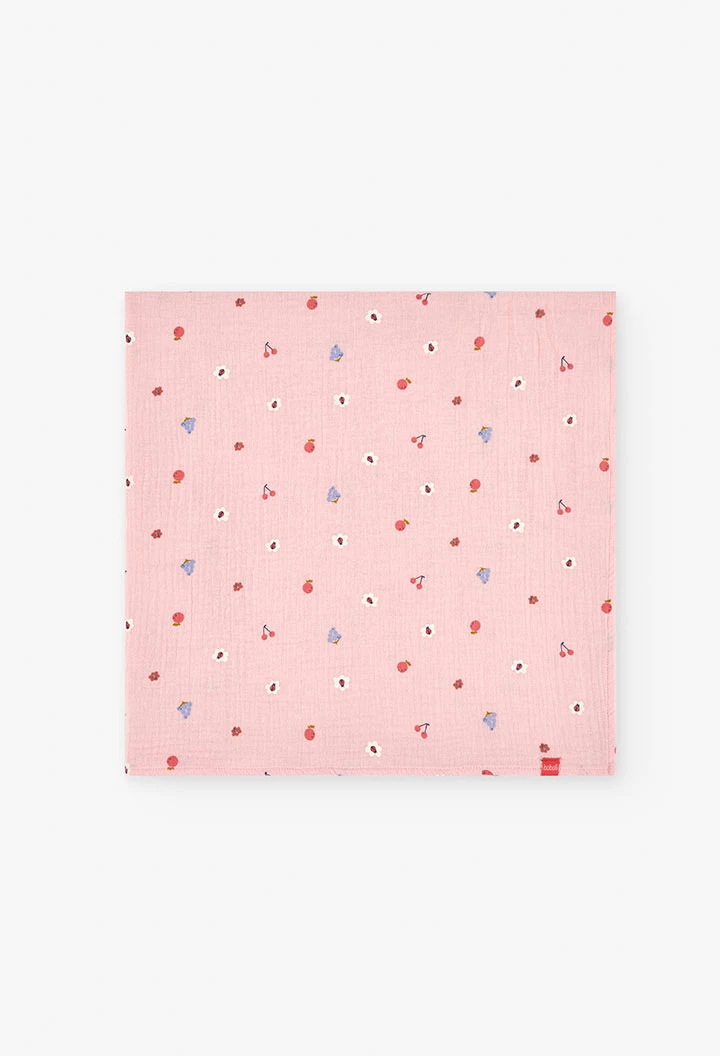 Coperta per neonati a maglia piatta in rosa con motivo stampato