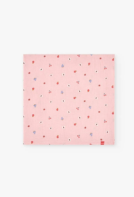 Coperta per neonati a maglia piatta in rosa con motivo stampato