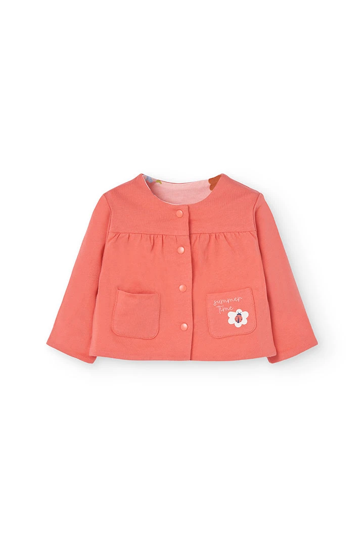 Wendbare Strickjacke für Baby-Mädchen in Rot und Rosa