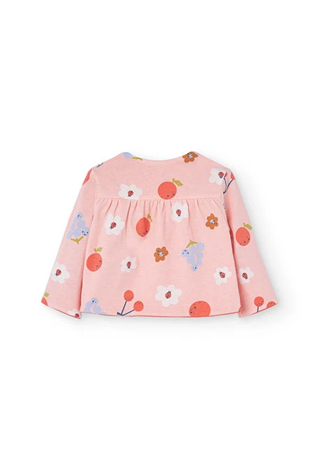 Veste en maille réversible pour bébé fille en rouge et rose.