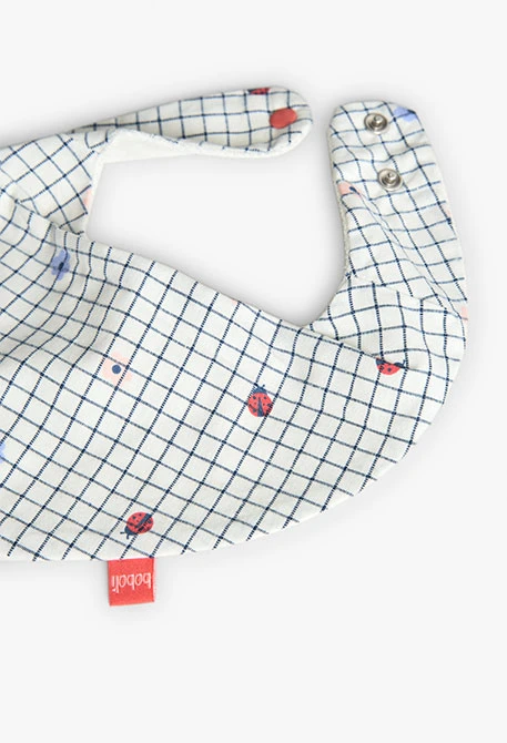 2-pack of knitted bibs for baby in pink and white with checkered pattern
