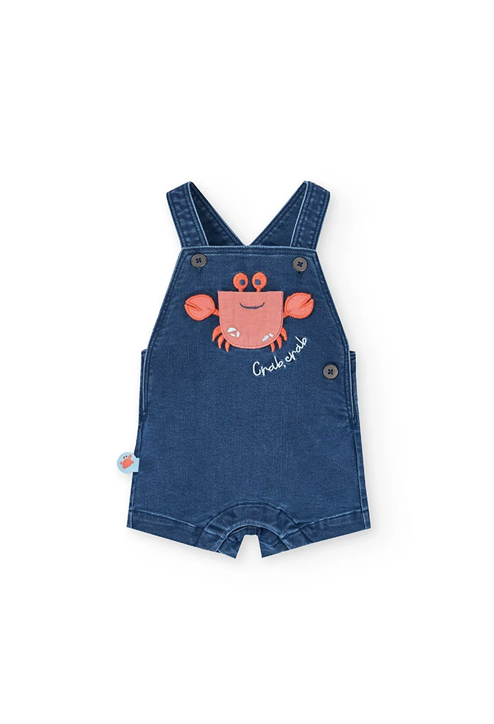 Baby boy knitted t-shirt set in aqua colour with crab print