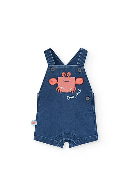 Baby boy knitted t-shirt set in aqua colour with crab print