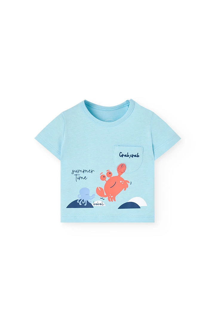Ensemble en tricot pour bébé garçon de couleur bleue