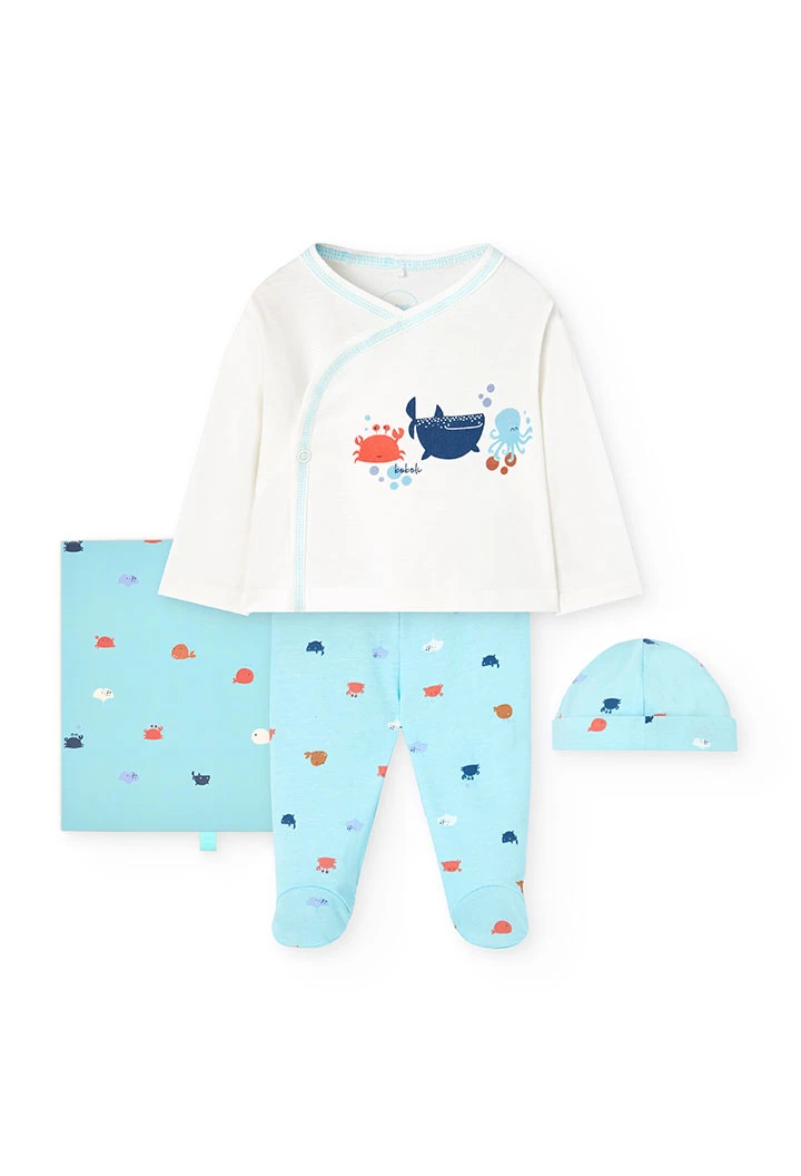 Conjunto de ropa de punto para bebé niño en color blanco