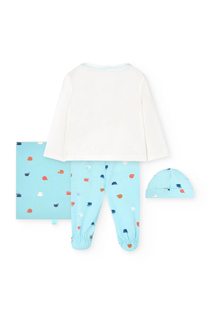 Conjunto de ropa de punto para bebé niño en color blanco