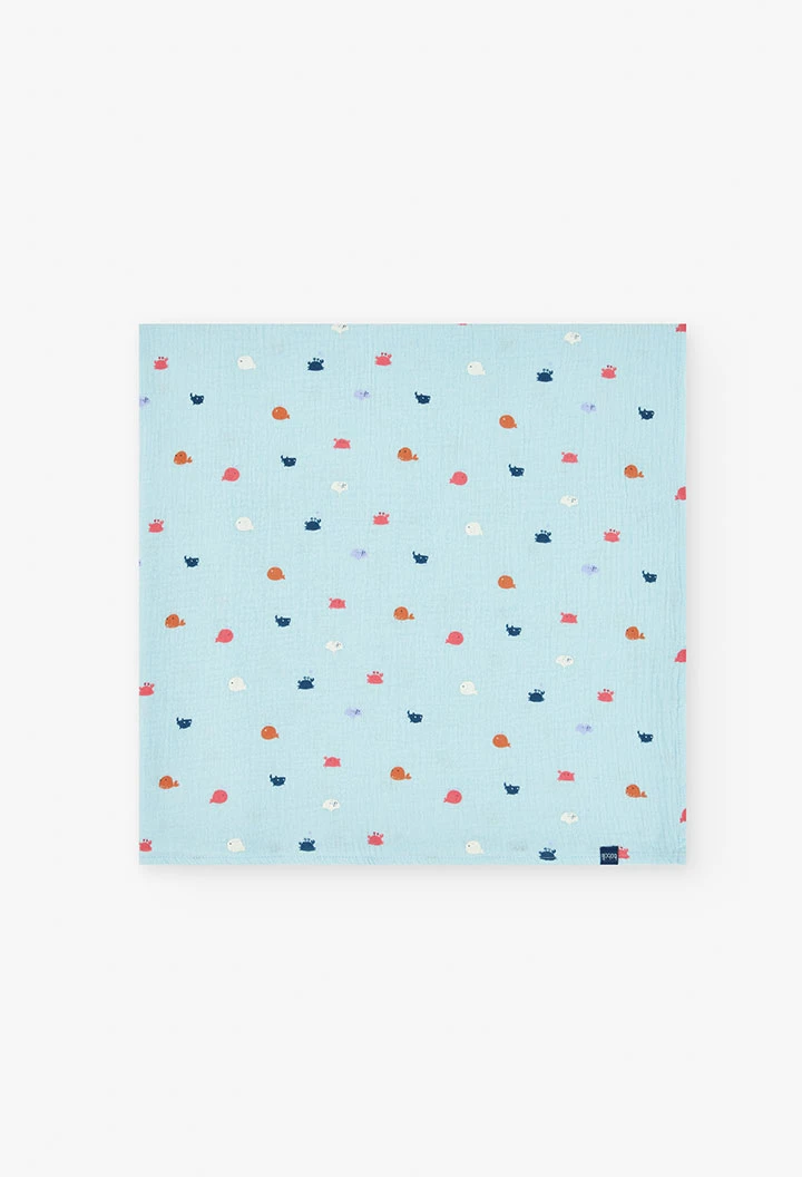 Light blue printed poplin baby blanket