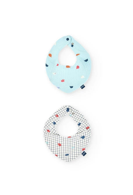 2er-Pack Baby-Lätzchen aus Strick in Blau und Weiß mit Muster