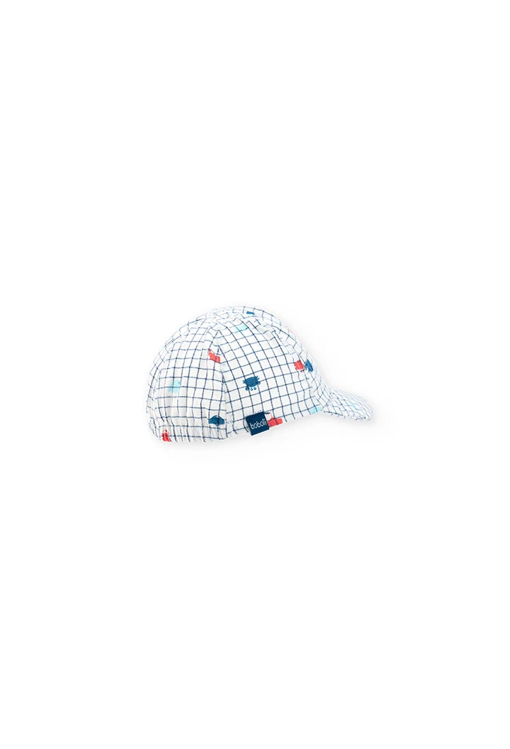 Cappellino di popeline per bambino con stampa a quadri