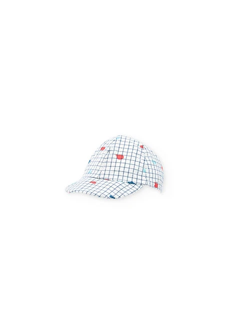 Baby poplin cap with checkered print