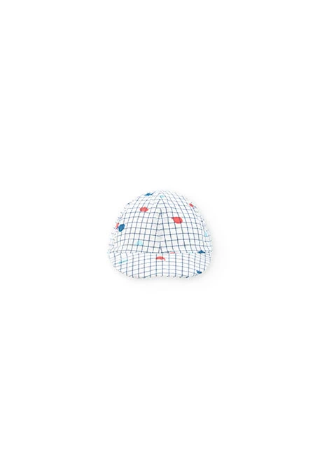 Baby poplin cap with checkered print