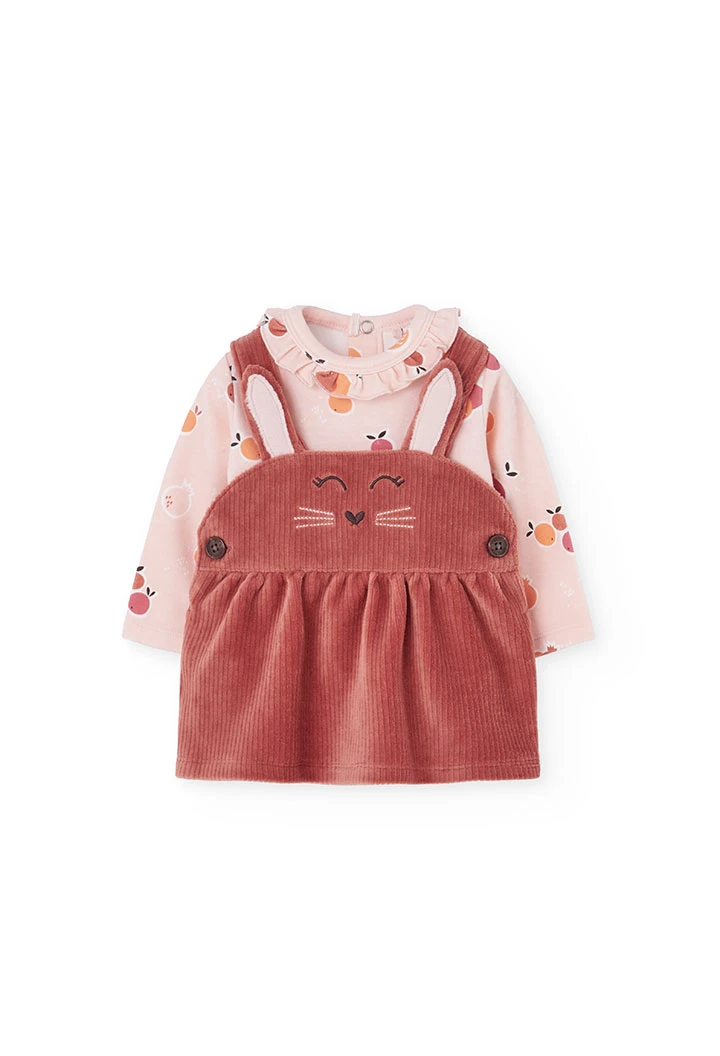 Orange baby outfit with bunnies