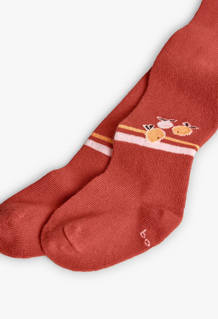 Orange Baby-Strumpfhose mit Tieren