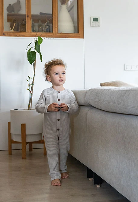 Baby knitted romper in grey