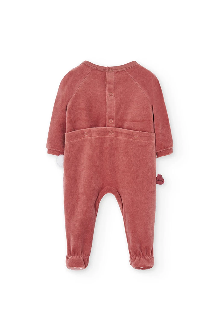 Baby animal velvet sleepsuit
