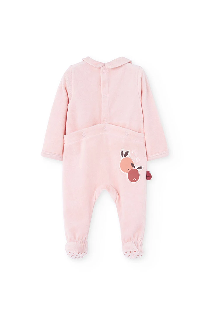 Baby-Strickschlafanzug mit rosa Tieren