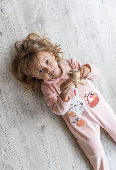 Combinaison en tricot pour bébé animaux rose