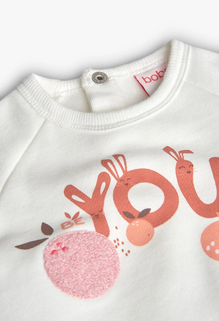 White knit baby outfit