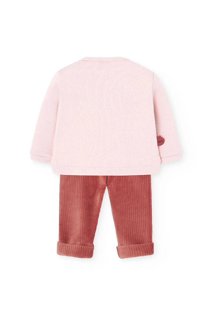 Ensemble bébé en tricot rose animaux