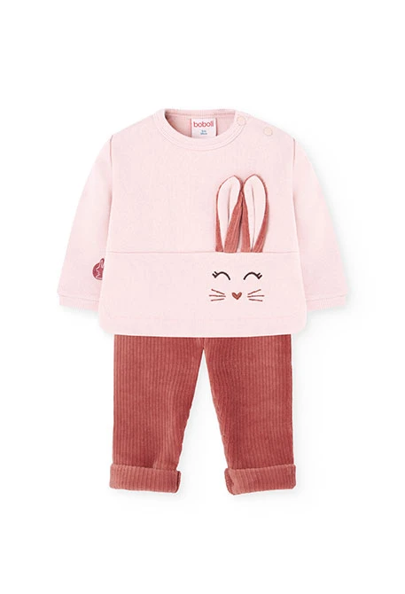 Ensemble bébé en tricot rose animaux