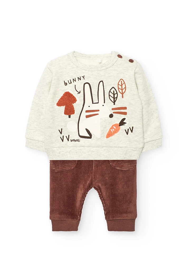 Cream knitted baby set rabbit