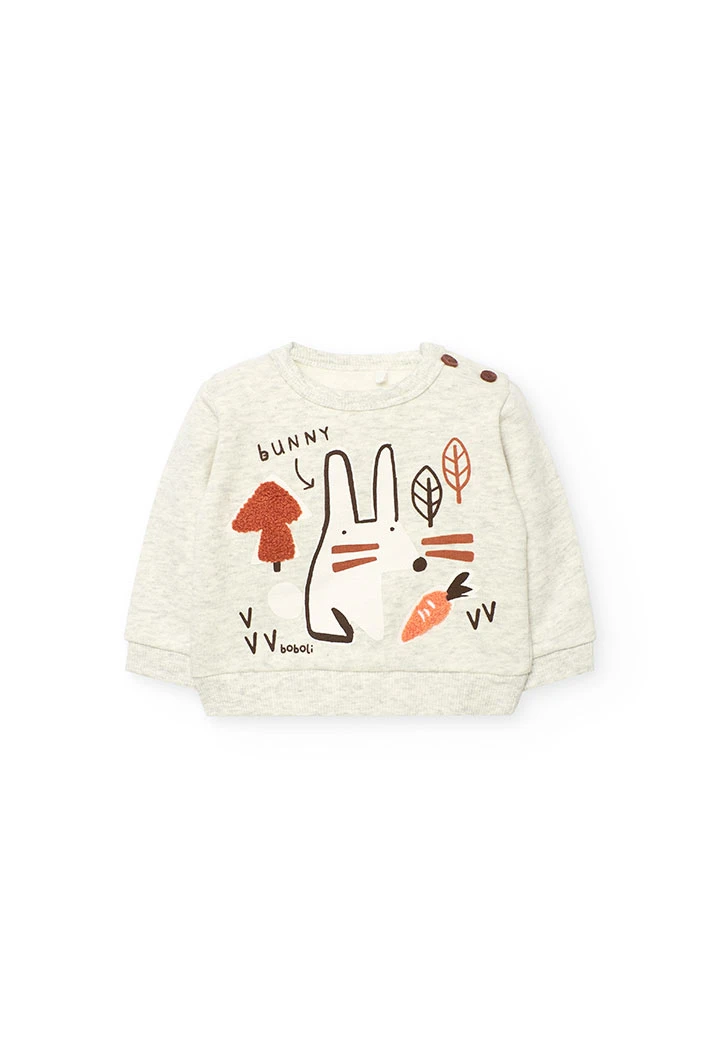 Rohweißes Strickset für Babys mit Hase