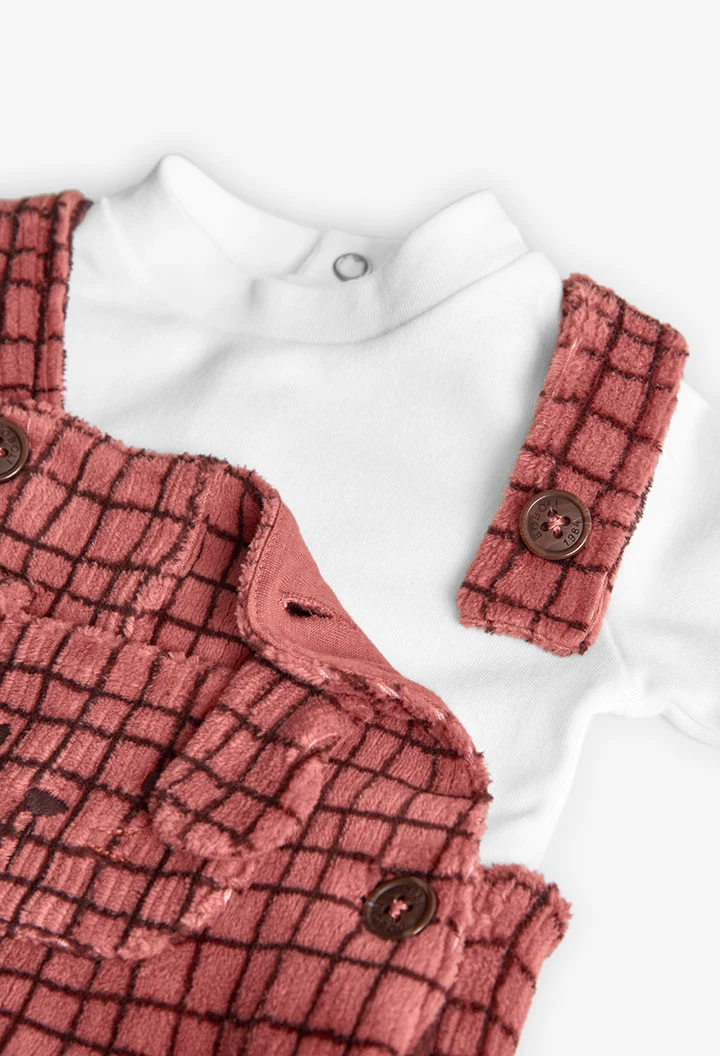 Conjunto bebé de malha de xadrez