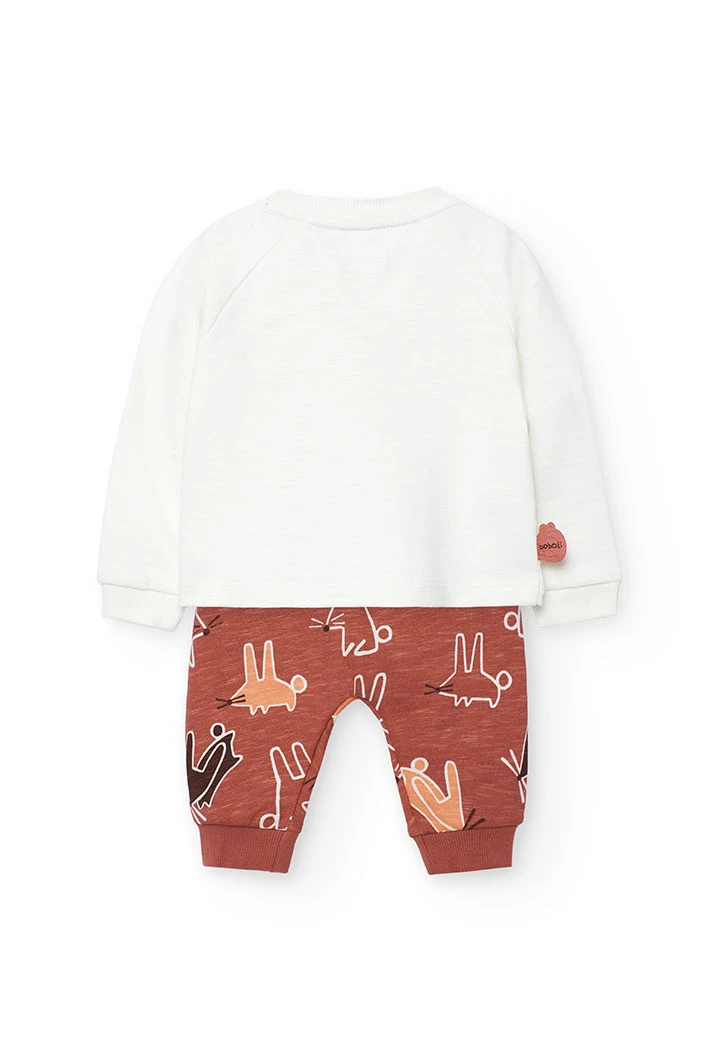 Conjunto de bebé de malha branca com animais