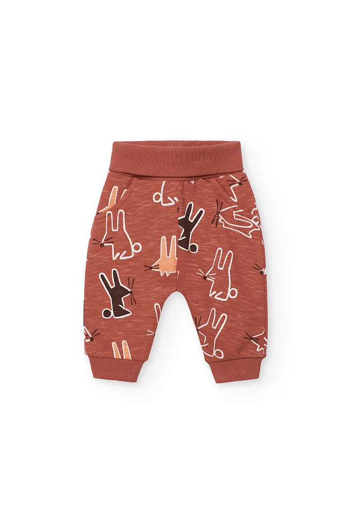 White knitted baby set with animals