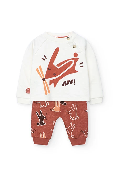 Completo neonato di maglia bianca animali