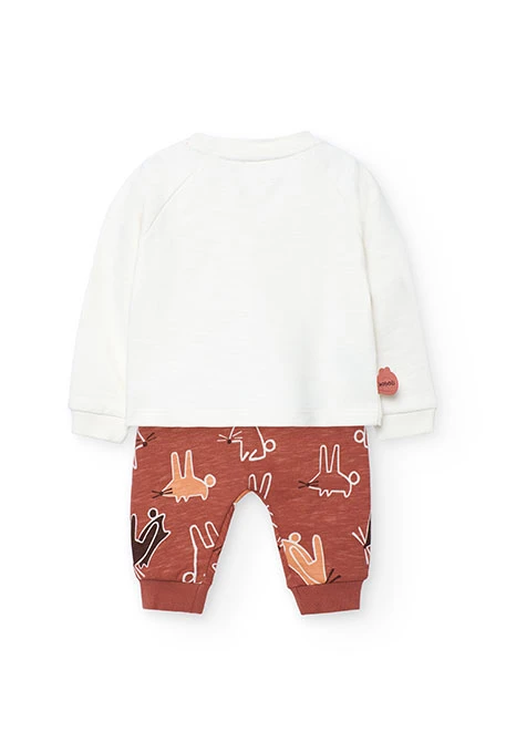 Completo neonato di maglia bianca animali