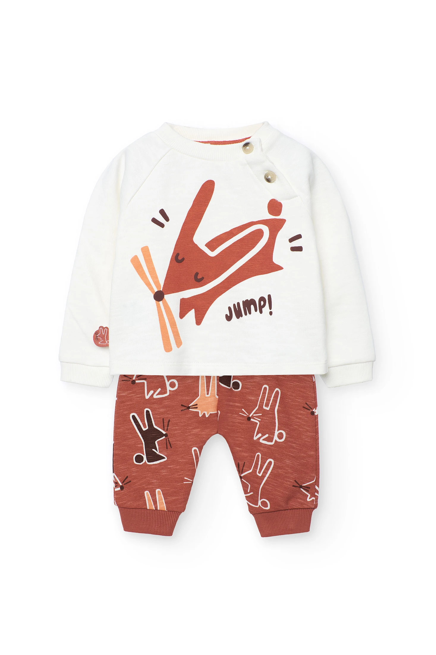 Completo neonato di maglia bianca animali